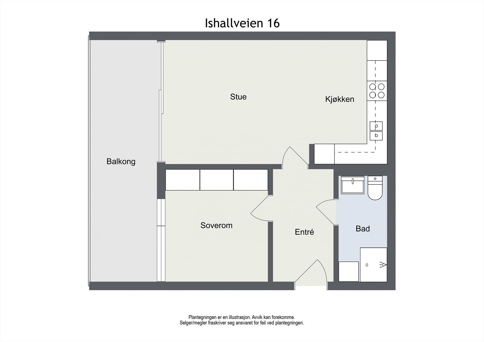 Planskisse. Leiligheten har ekstern bod på 3 kvm i kjelleretasjen. Galleribilde