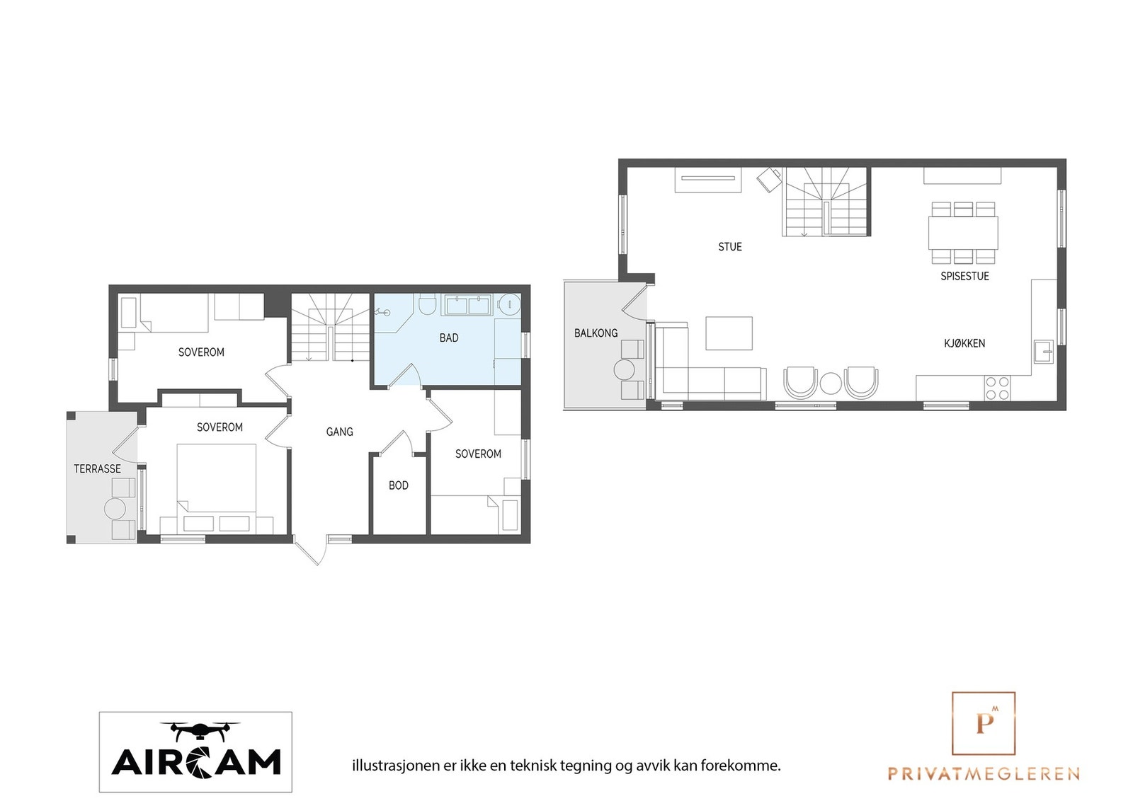 Plantegning 1 og 2 etasje. Galleribilde
