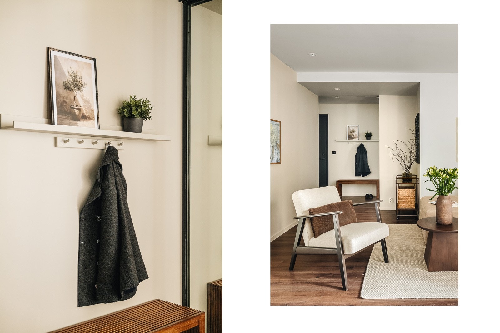 Inngangspartiet har en praktisk skyvedørsgarderobe med speil. Galleribilde