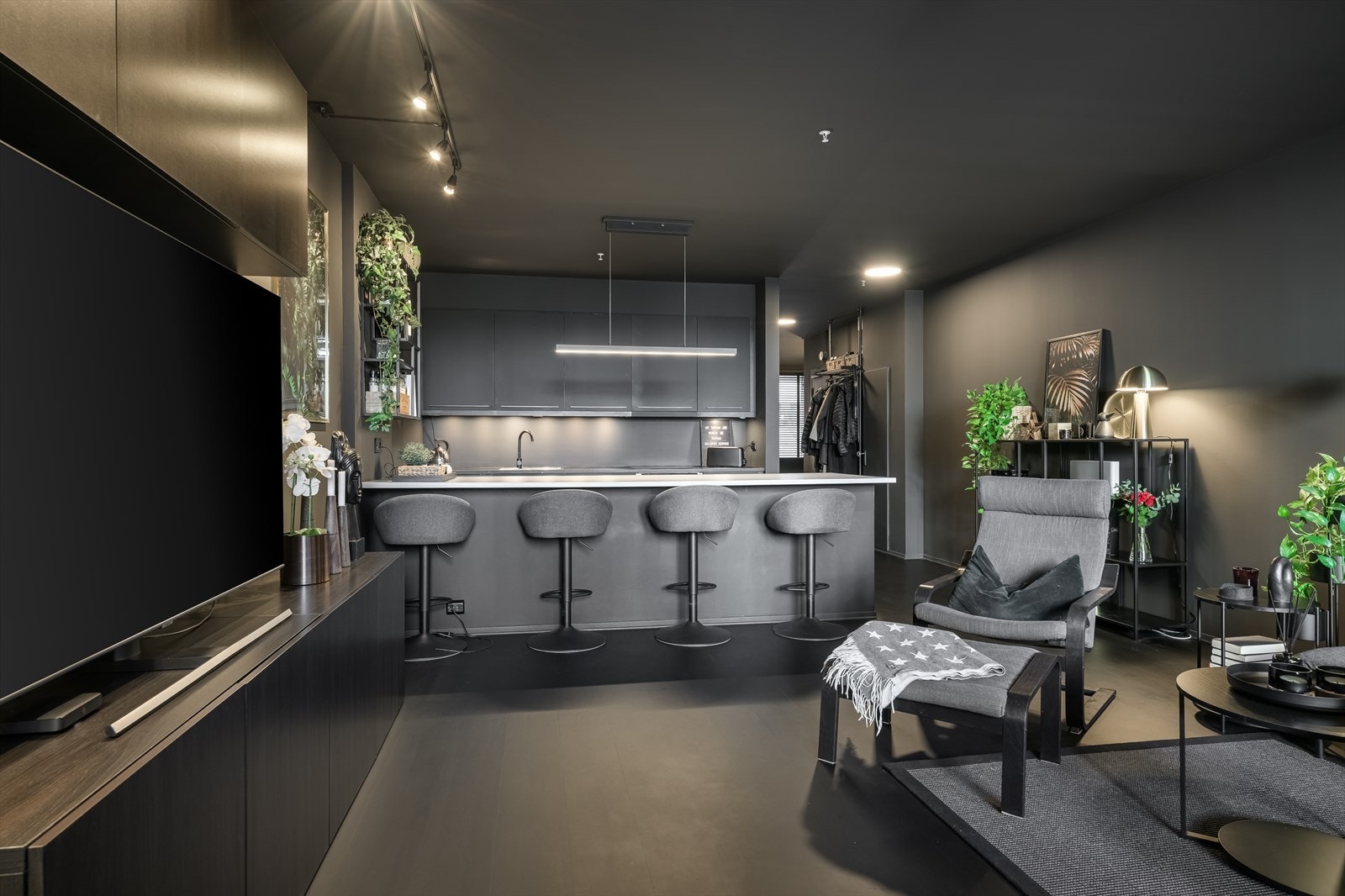 Stue med åpen kjøkkenløsning Galleribilde