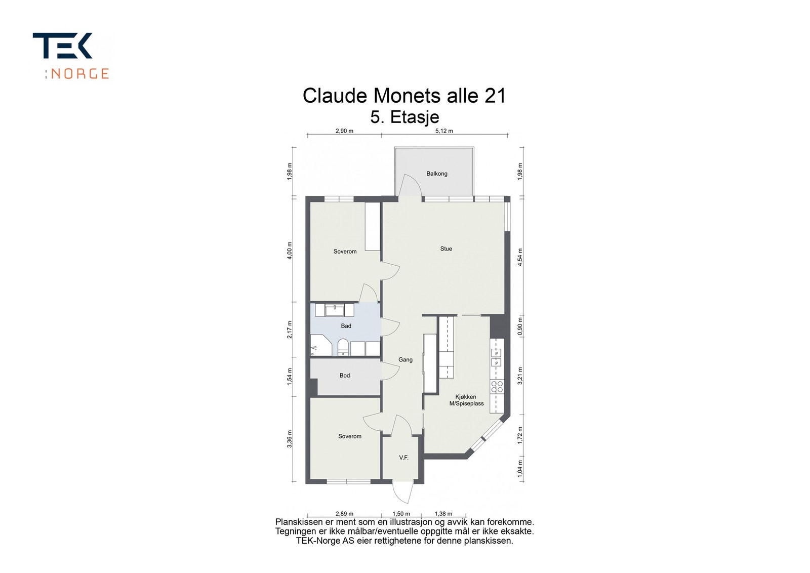 Plantegning Claude Monets alle 21, 5. etasje Galleribilde