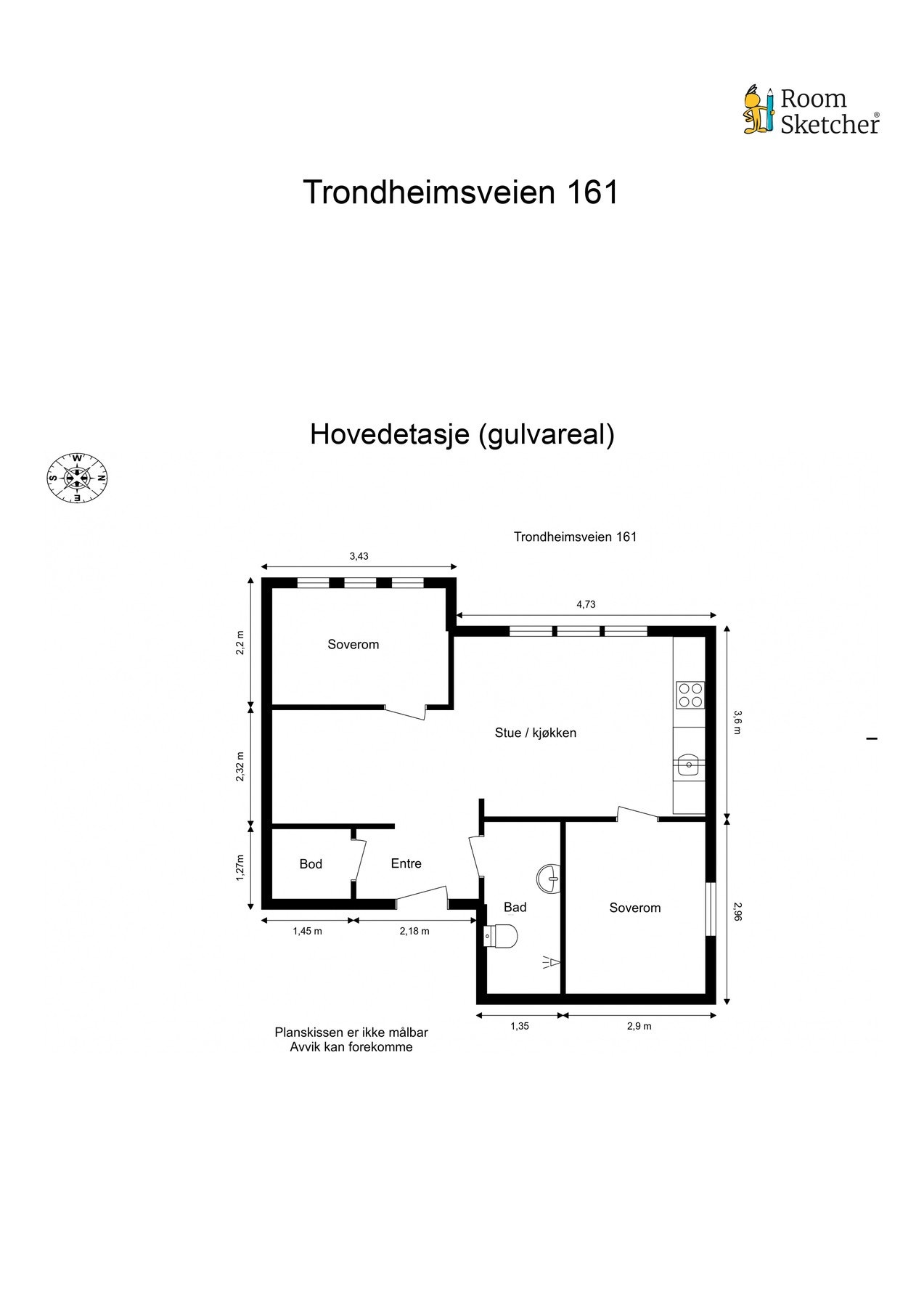Plantegning - Leiligheten ligger i 2. etasje. Galleribilde