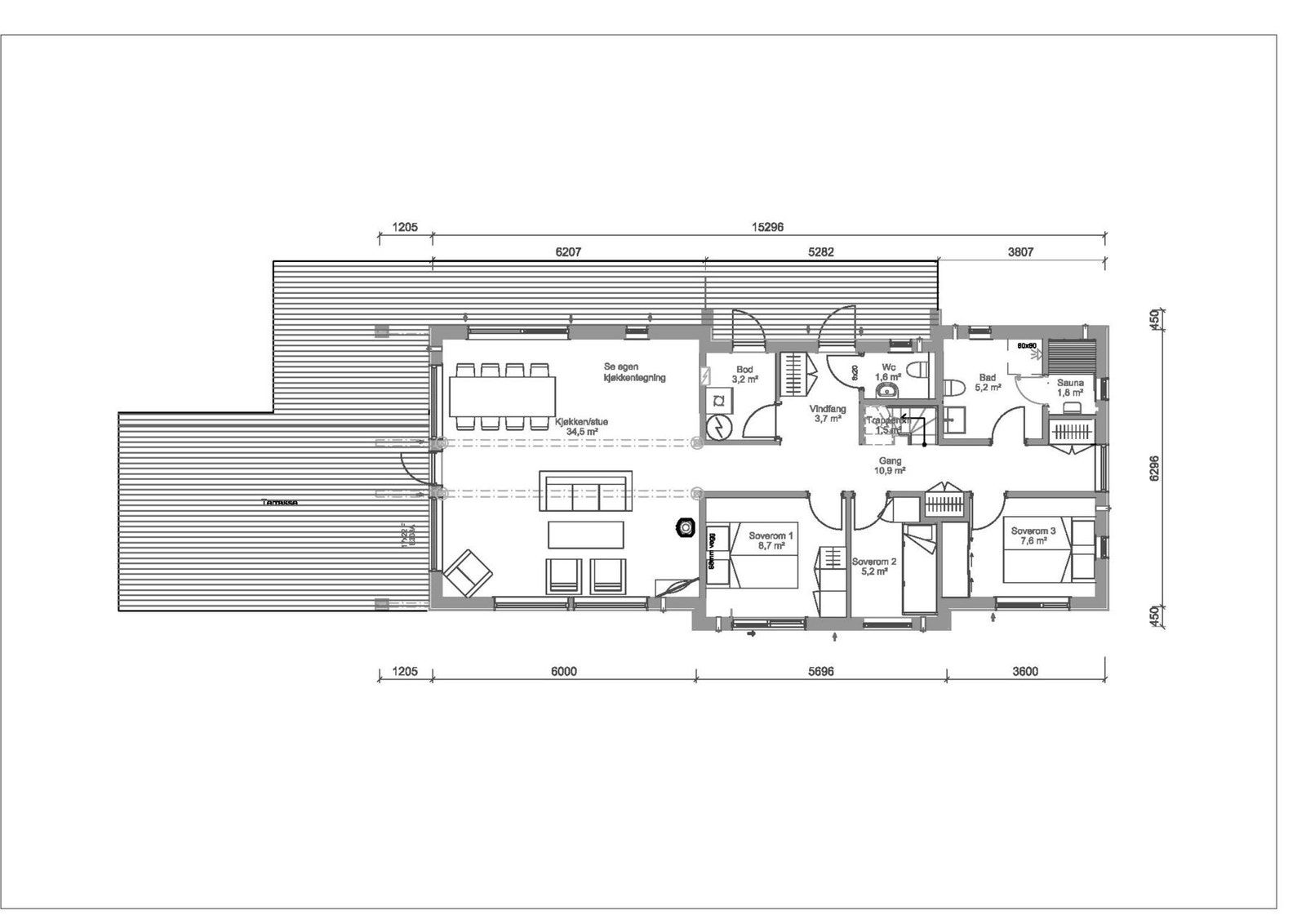 Plantegning hovedetasje. Galleribilde