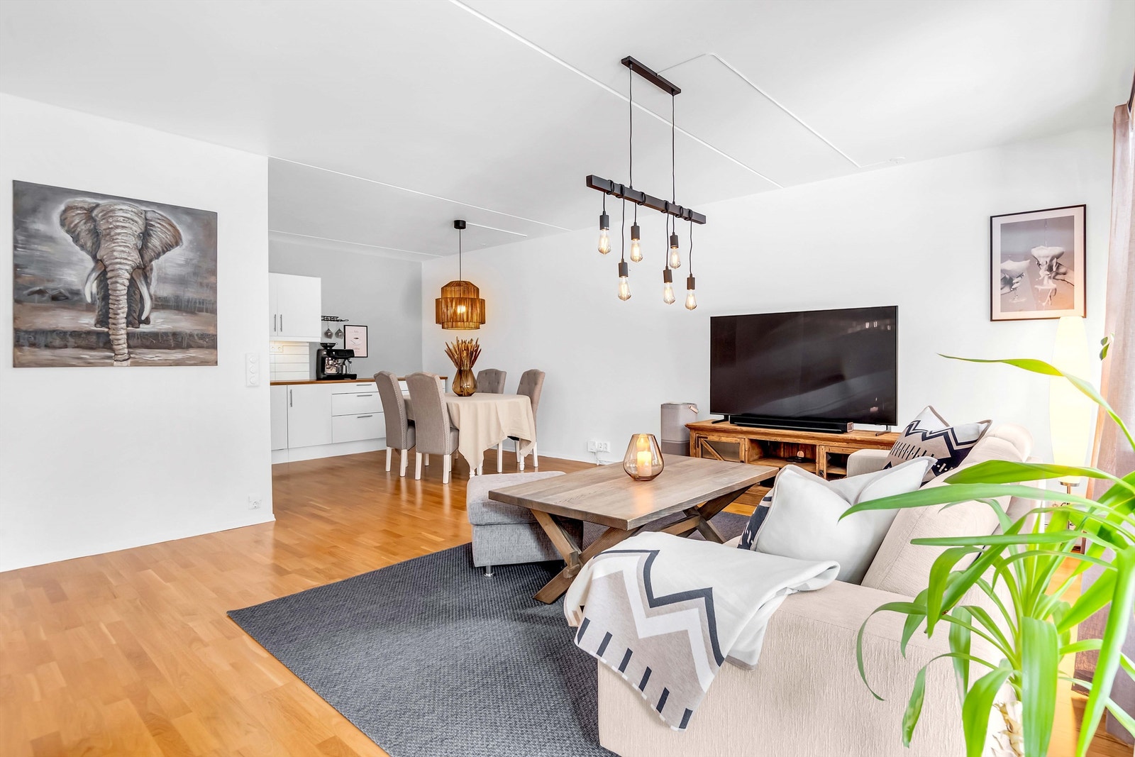 God plass for både sofagruppe og spisebord i stuen Galleribilde