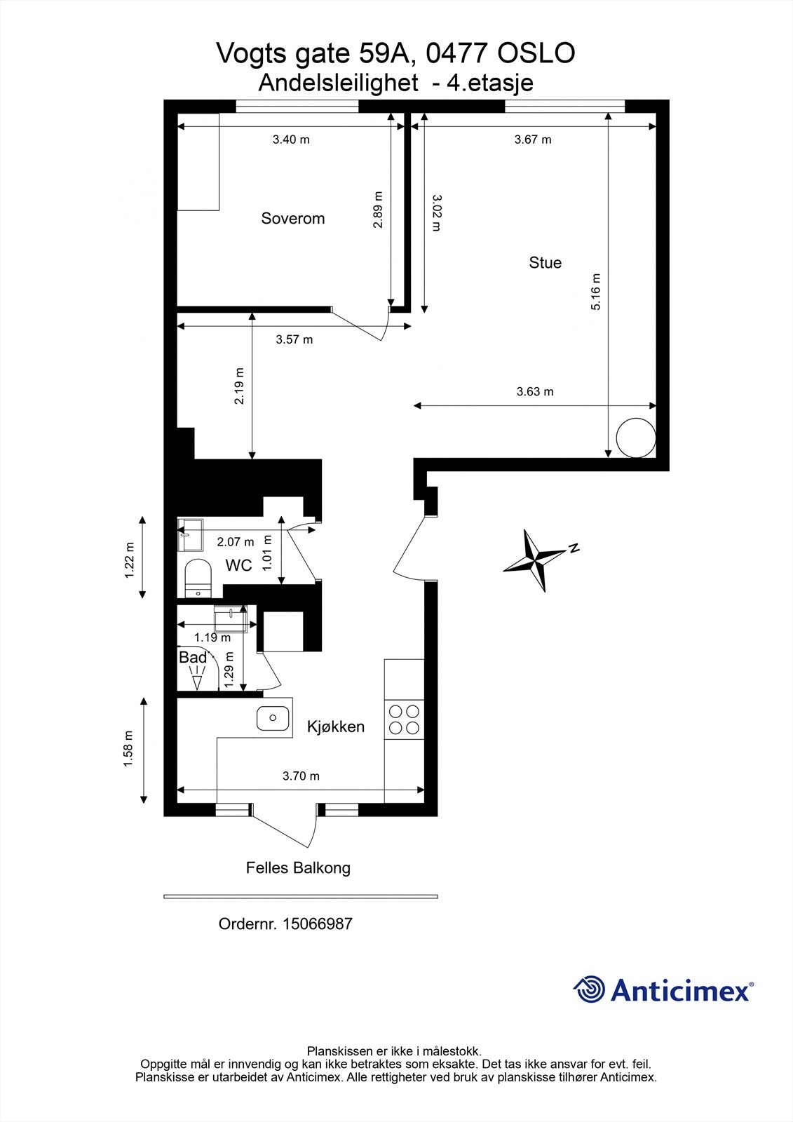 Plantegning, 4. etasje. Galleribilde