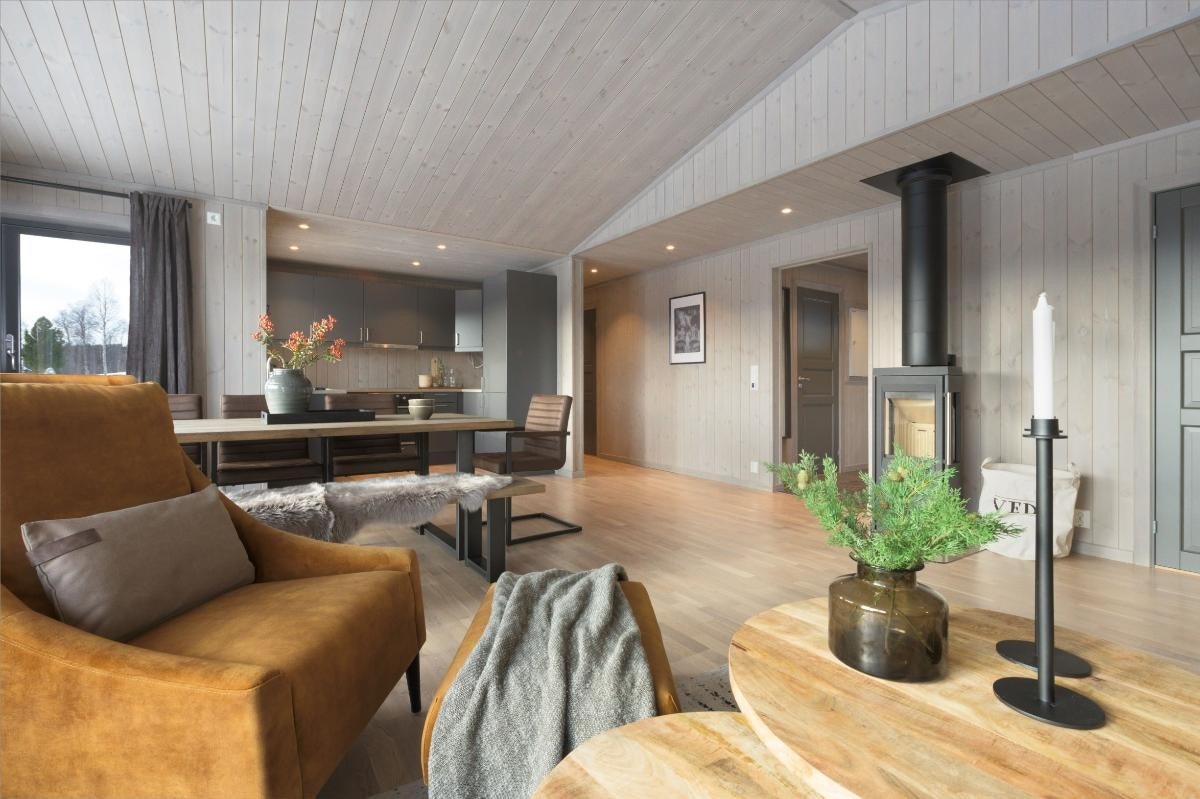 Åpen og luftig stue / kjøkkenløsning Galleribilde