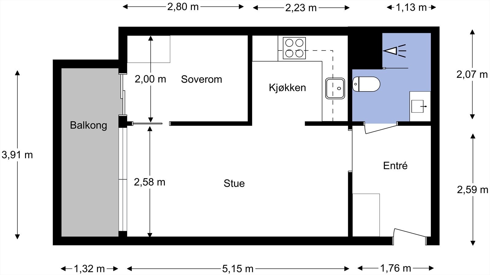 Vi starter med en plantegning slik du raskt kan danne deg et bilde av boligen. Galleribilde