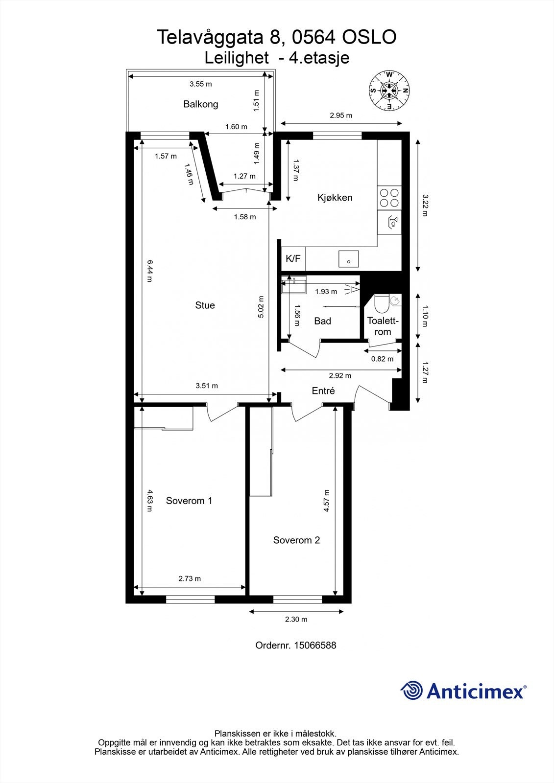 Smart planløsning med gode lysforhold i alle rom og en stor, vestvendt balkong. Galleribilde