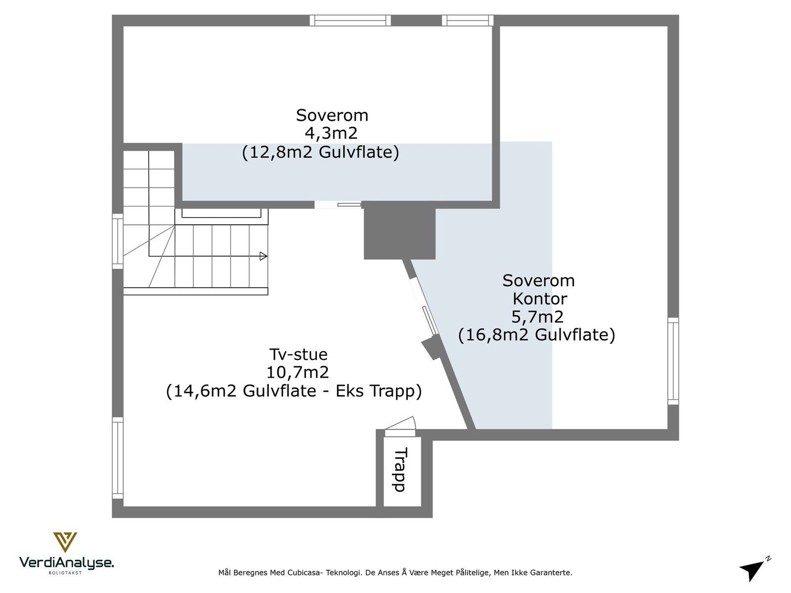 Planskisse av leilighetens loftsetasje. Galleribilde