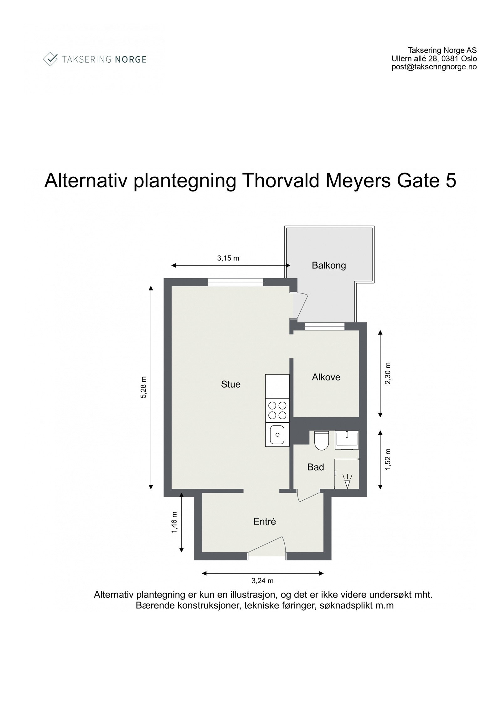 Alternativ plantegning Thorvald Meyers gate 5 Galleribilde