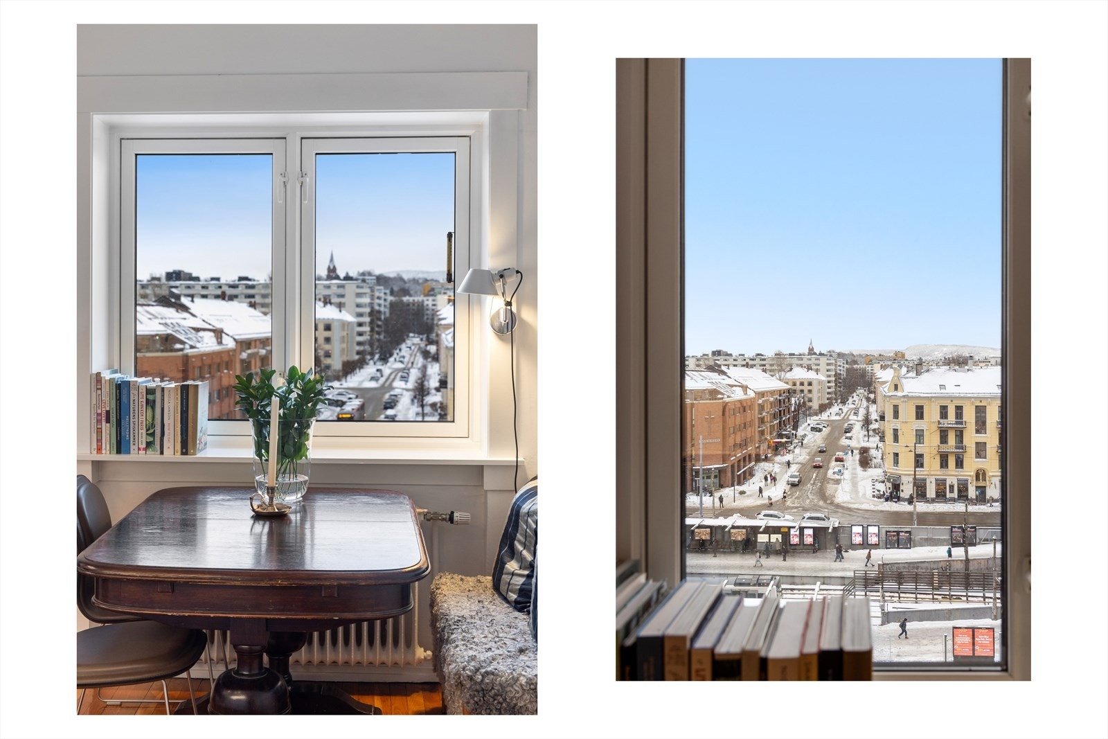 Fra kjøkkenbordet kan man nyte utsikten fra 7. etasje. Galleribilde