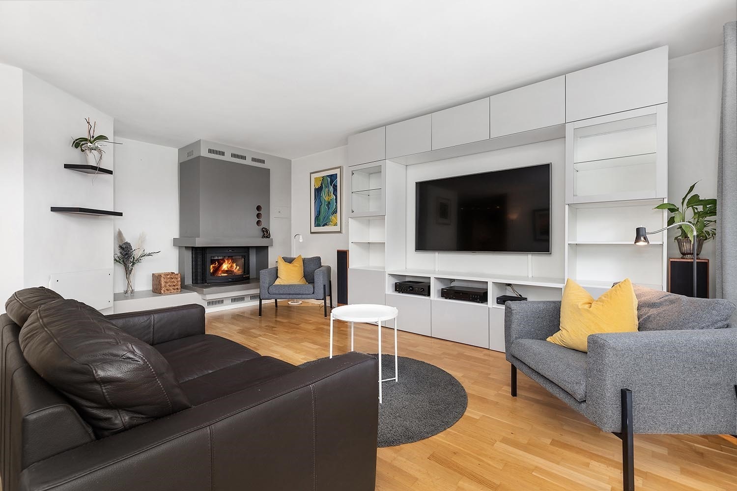 Stue med peis Galleribilde