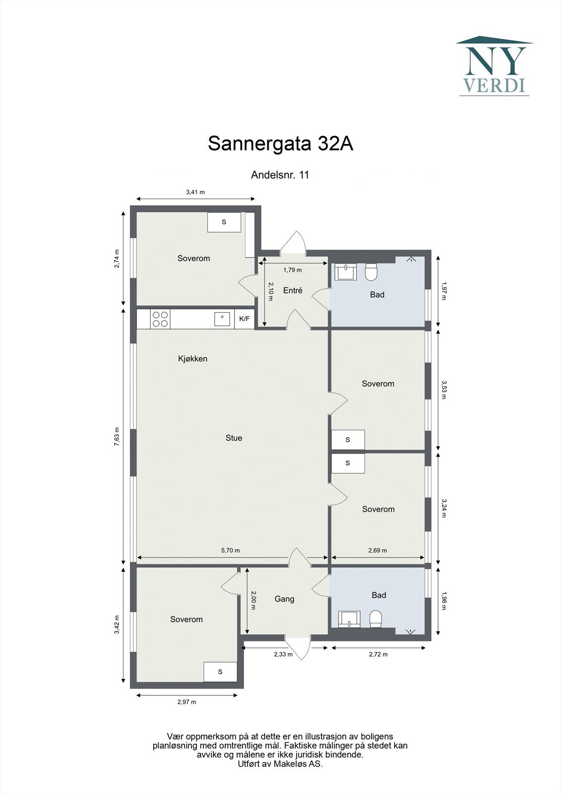 Innholdsrik 5-roms - 4 soverom og 2 bad Galleribilde