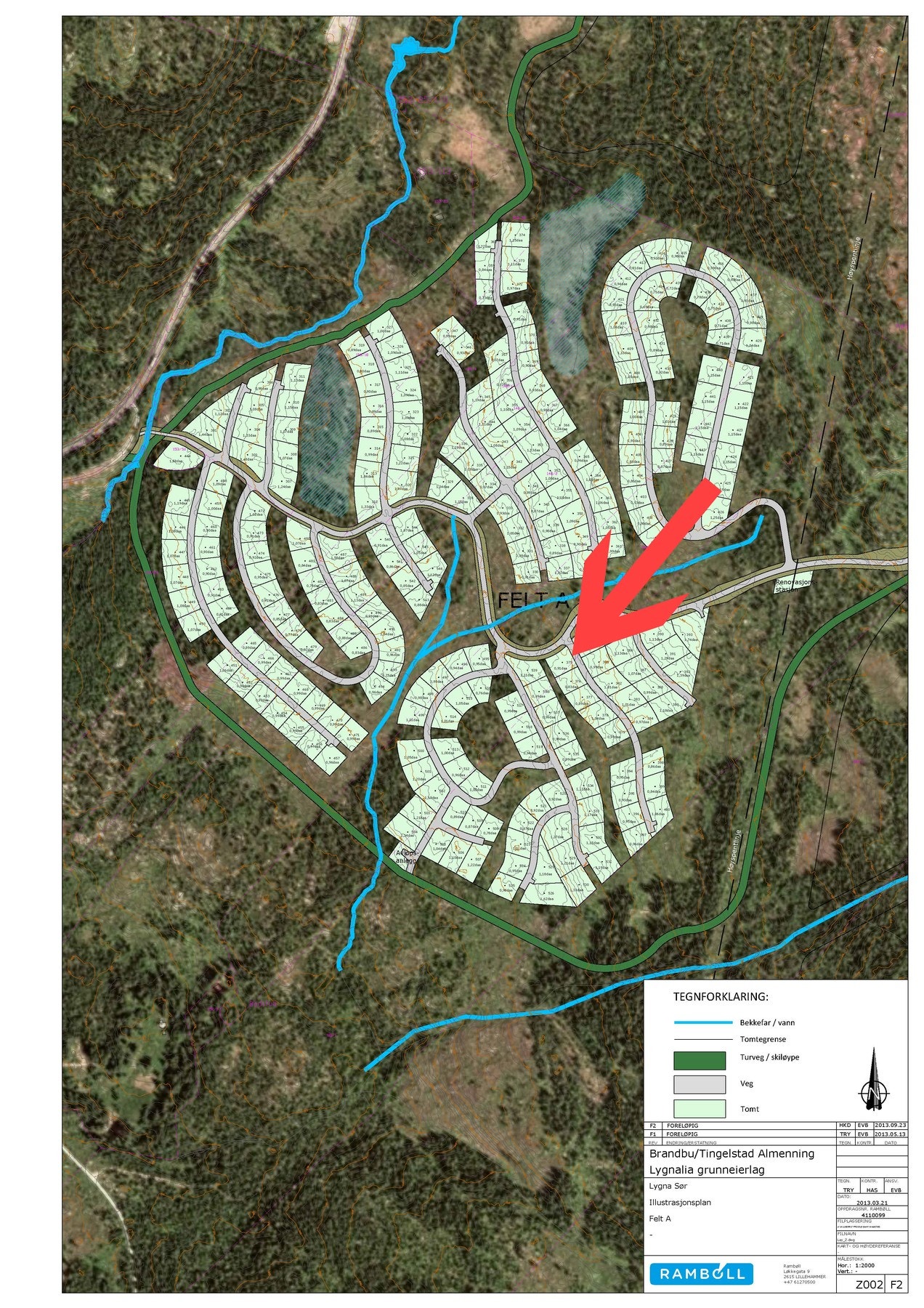 Situasjonskart med tomt markert Galleribilde