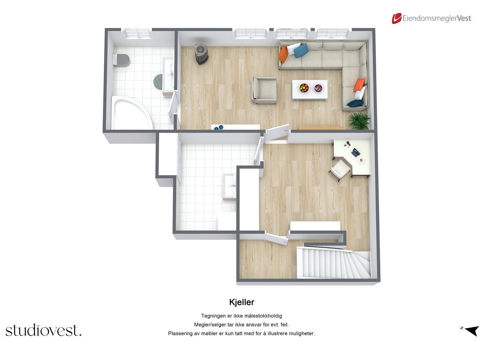 Planskisse 3D: Kjeller. Galleribilde