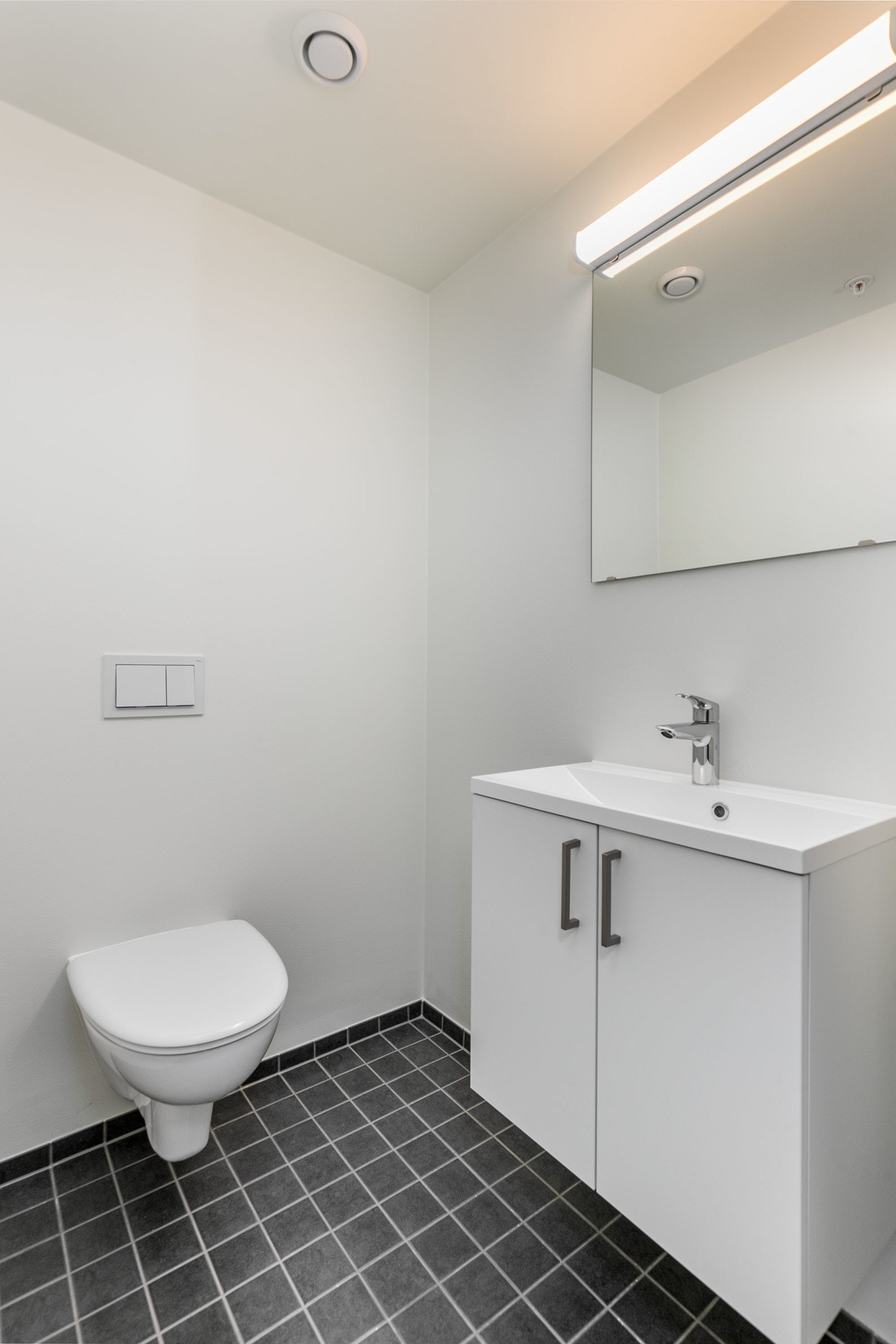 Praktisk separat toalett utført i samme stil som badet. Galleribilde