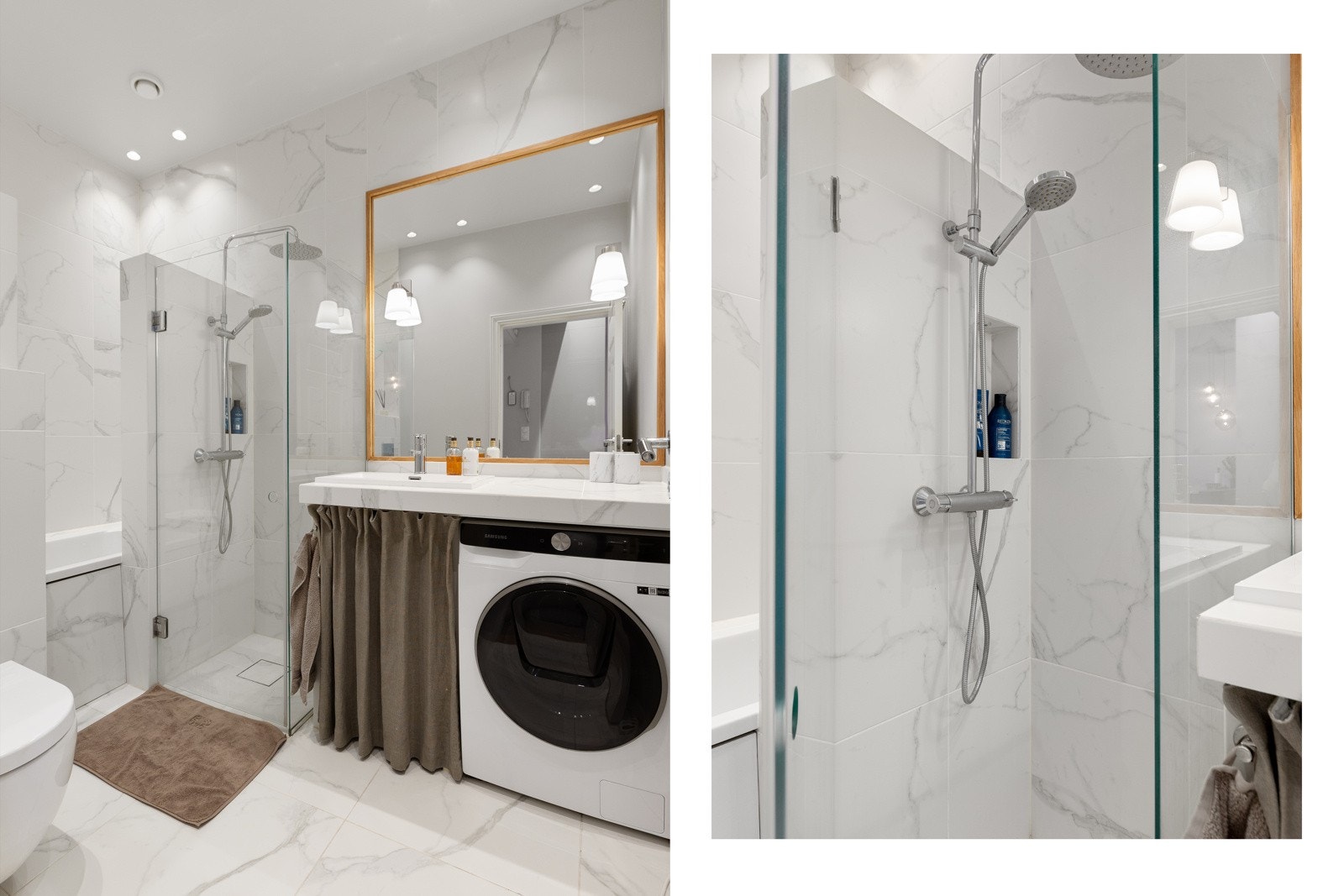 Delikat, flisbelagt bad fra 2018/2019 med elektriske varmekabler i gulvet Galleribilde