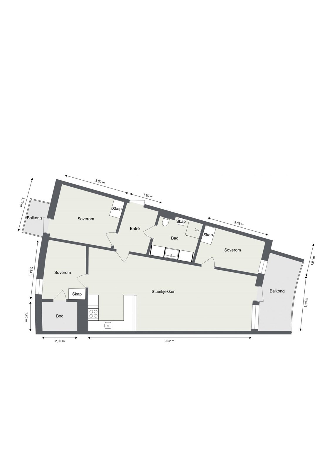 Leiligheten ligger i 3. etasje med heisadkomst. Galleribilde