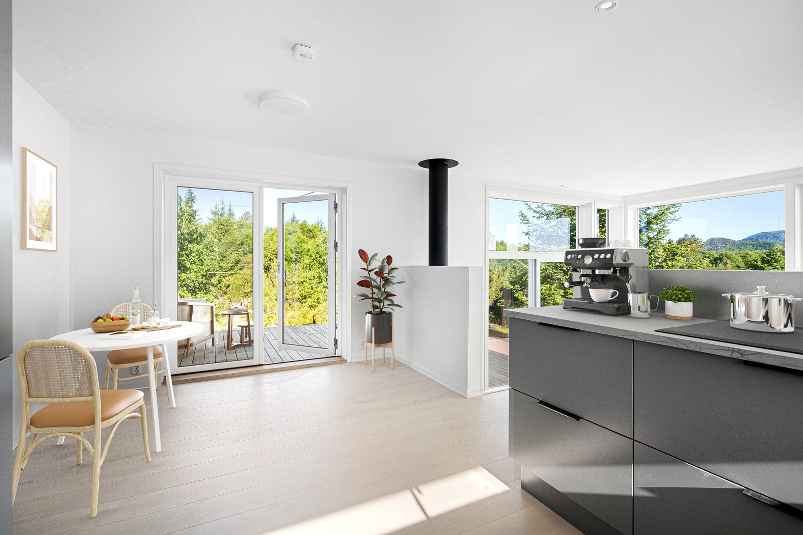 Kjøkken. Illustrert med digital møblering Galleribilde