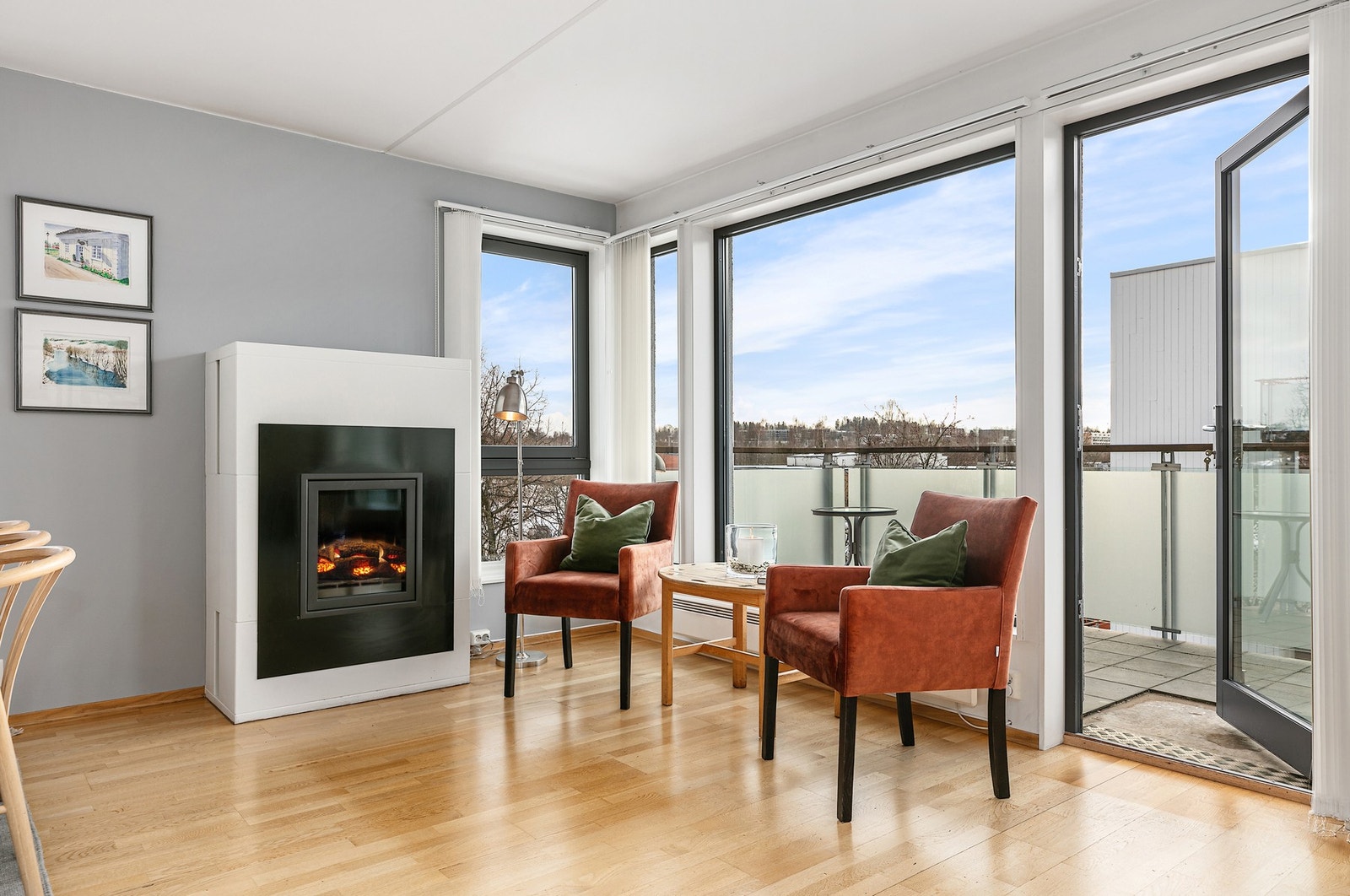 Gasspeisen er synlig både fra kjøkken, spisestue og stue Galleribilde