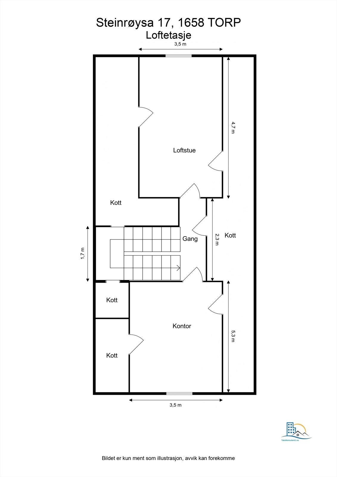 Veiledende skisse av loft. Galleribilde