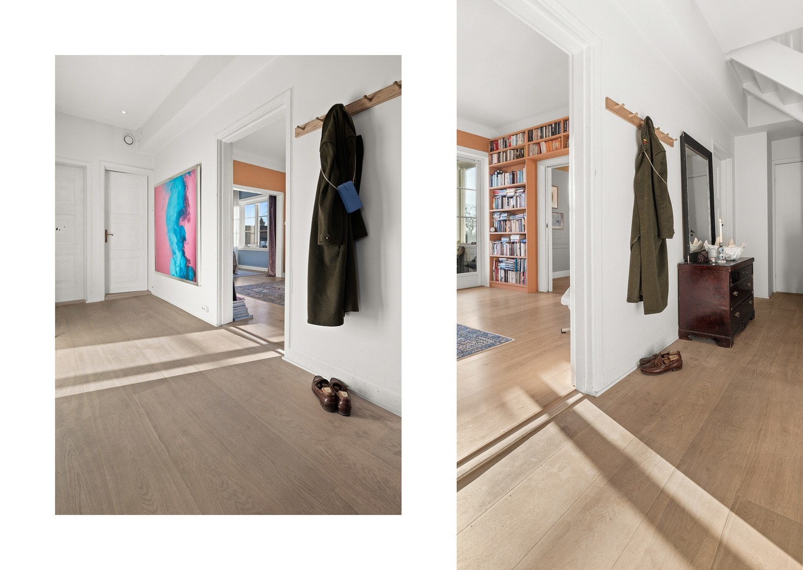 Entréen er romslig og gir et godt førsteinntrykk av boligen. Her har du adkomst til soverom, bad, trappeoppgang til loftsetasjen og kott, noe som gjør rommet både praktisk og funksjonelt Galleribilde