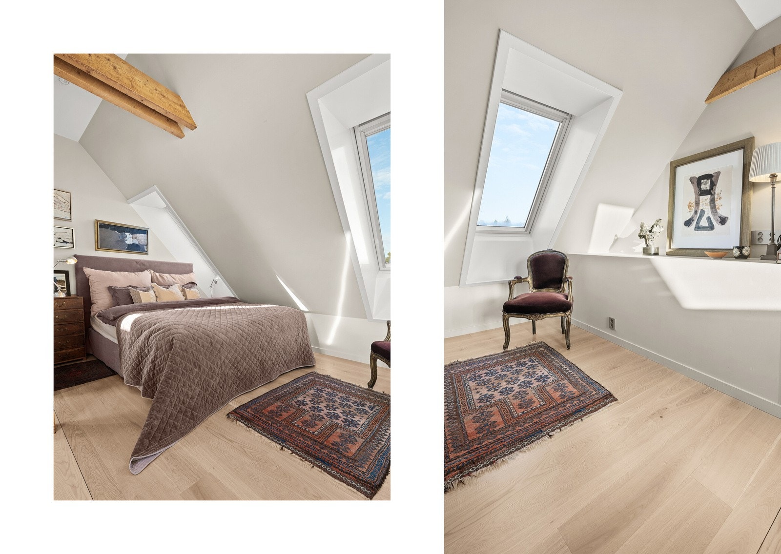 Rommet brukes i dag som soverom, med en stor seng som gir god plass til avslapning og komfort. Galleribilde