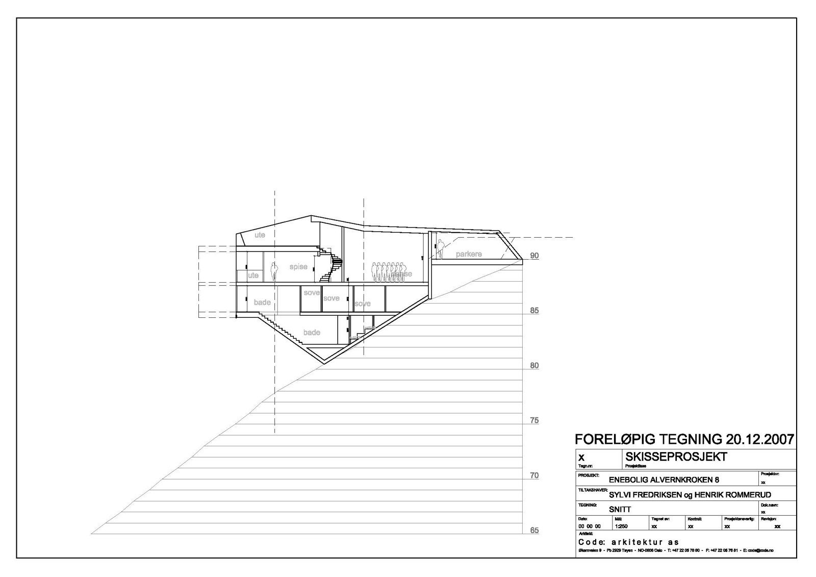Skisseprosjekt snitt Galleribilde