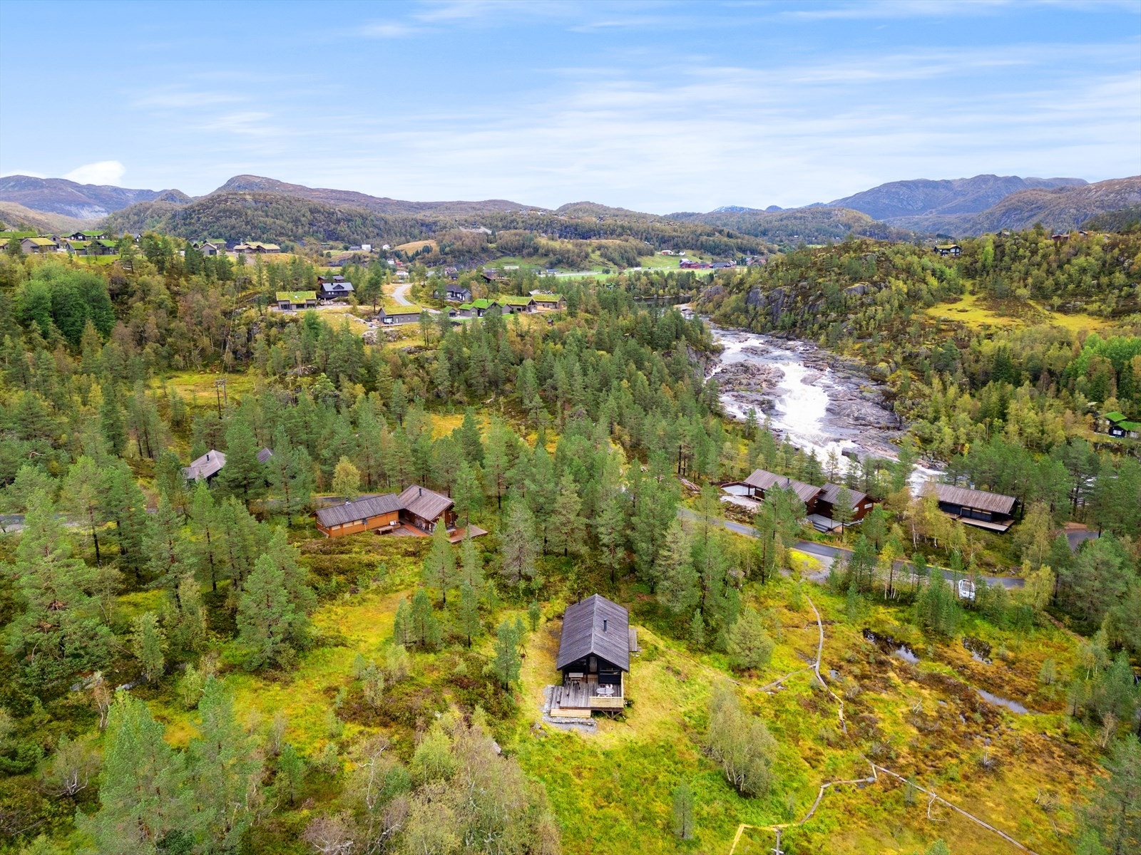 Sommerstid er det fine turstier like utenfor døra, Sirdals mest populære badeperle "Nessetfossen" ligger i gangavstand. Galleribilde