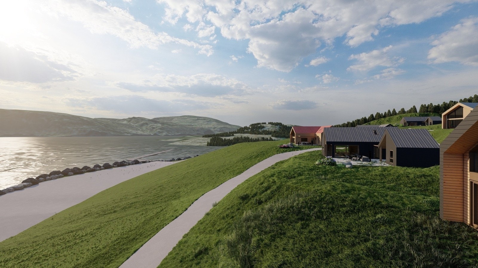 Arkitektens illustrasjon av hyttefeltet Galleribilde