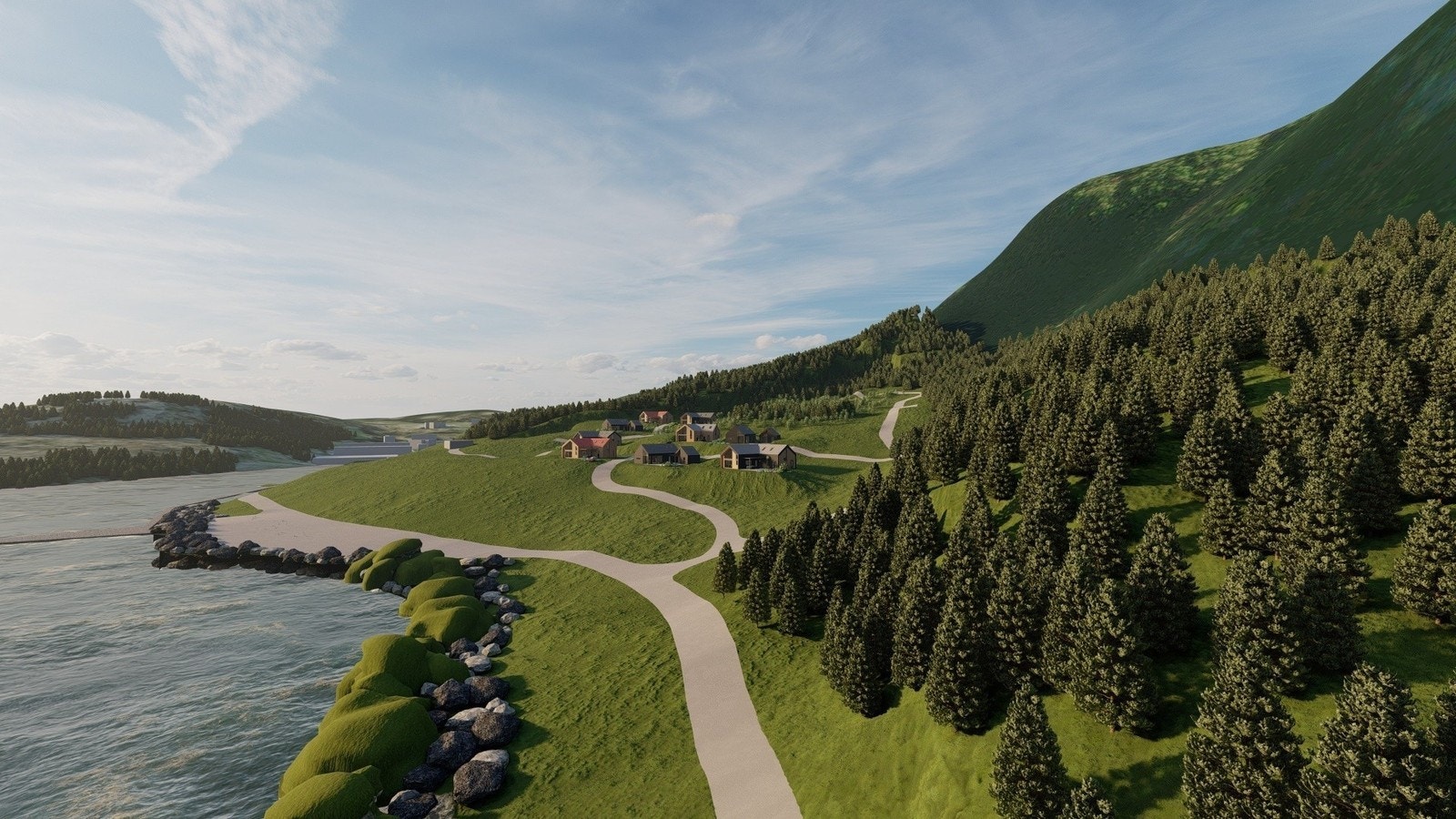 Arkitektens illustrasjon av hyttefeltet Galleribilde