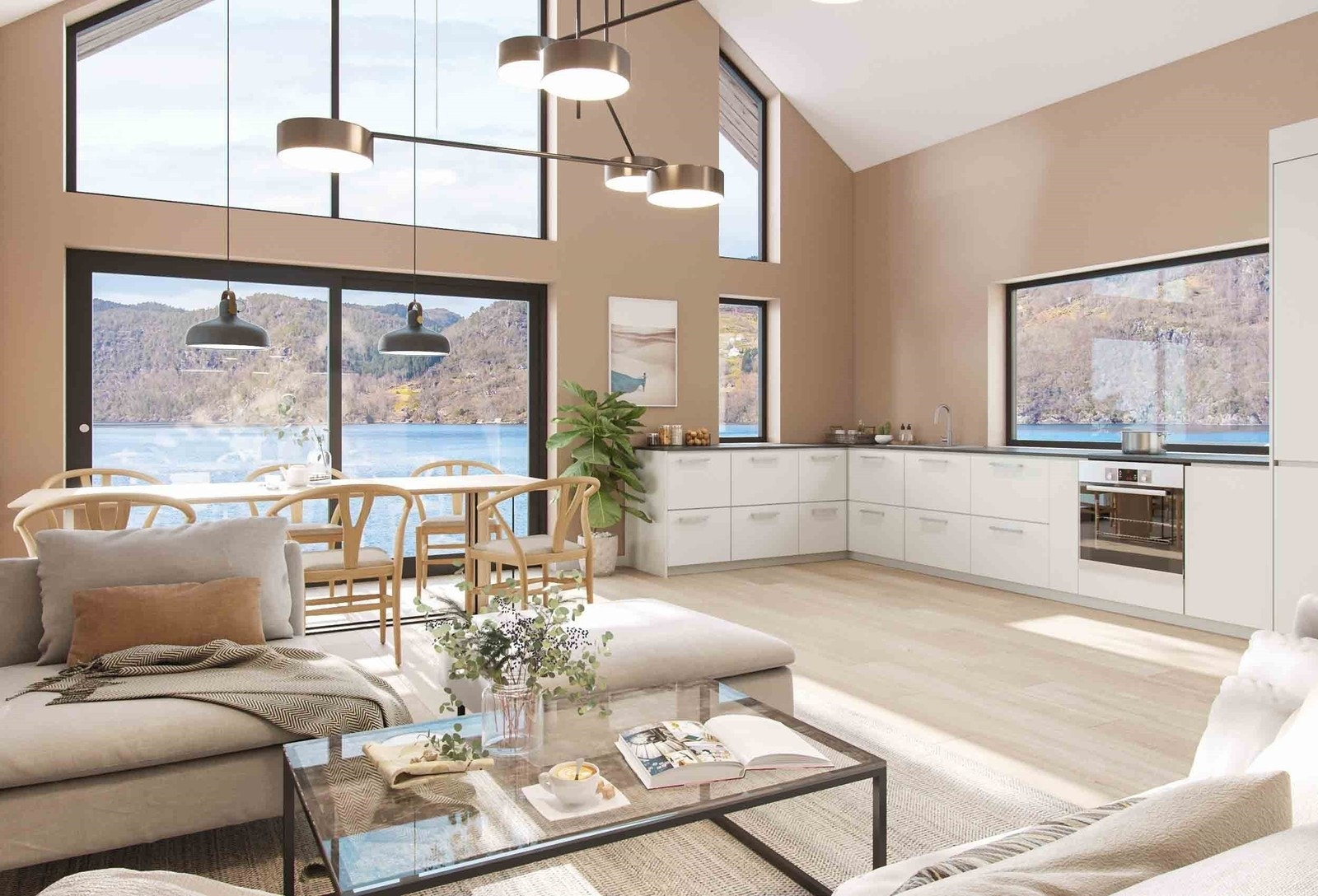 Illustrasjon - De prosjekterte hyttene er nøye gjennomtenkte med fokus på utsikt og sol Galleribilde