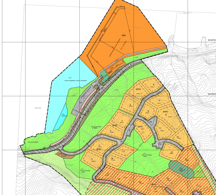 Oversikt tomter - reguleringskart Galleribilde