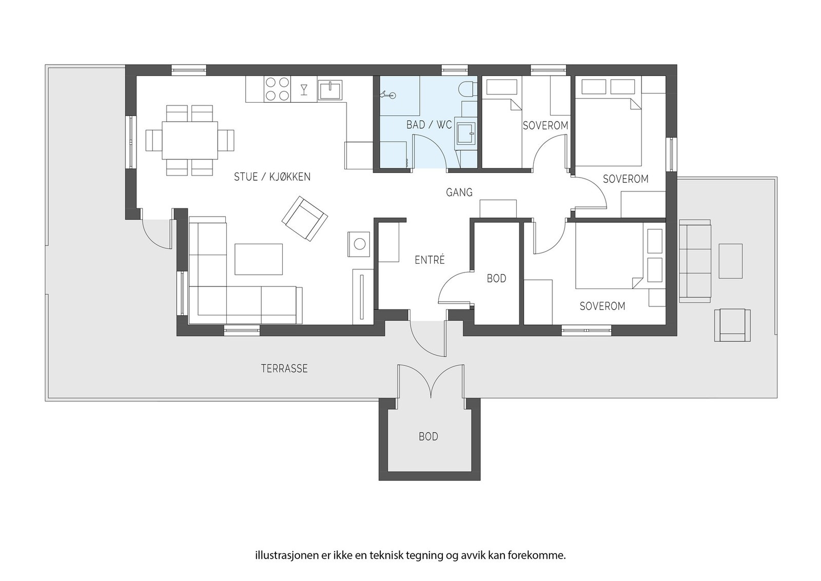 Plantegning av hytten. Galleribilde