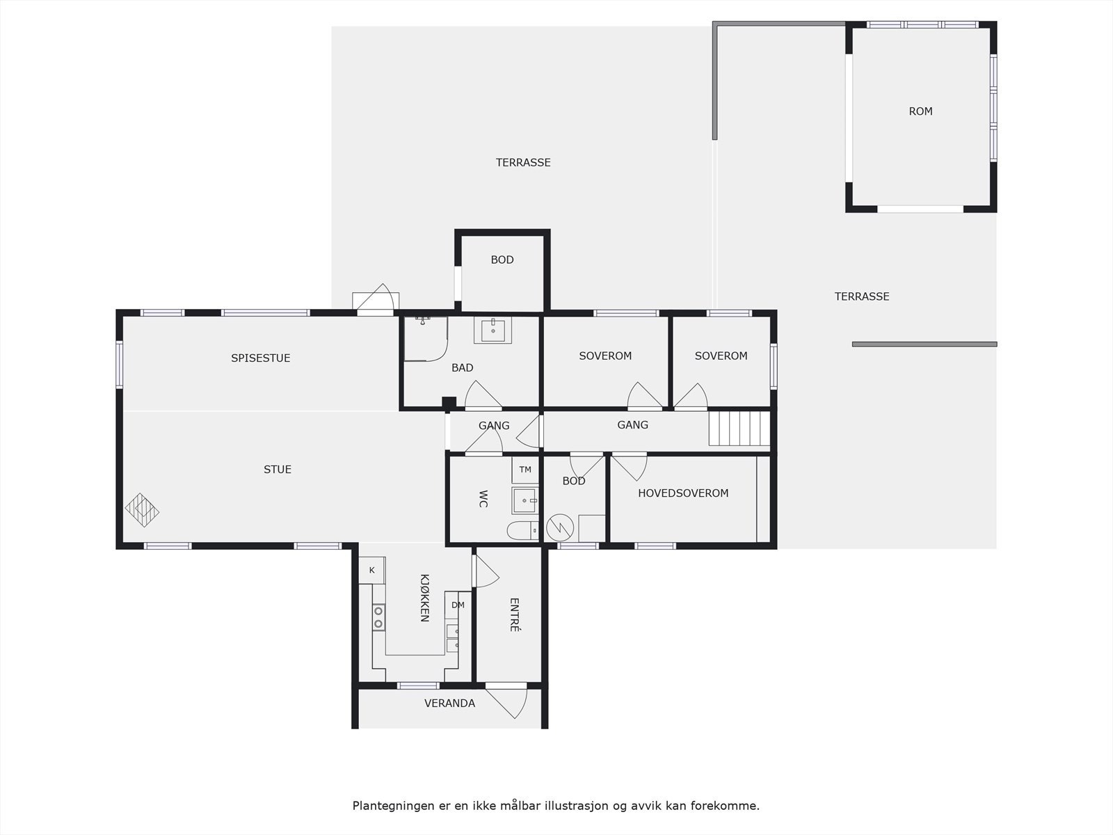 Praktisk planløsning gir en bruksvennlig hytte for familien. Galleribilde