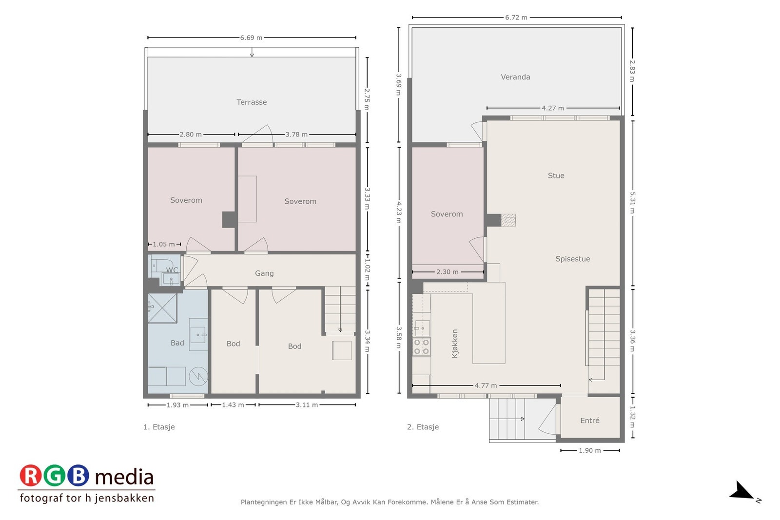 Plantegning begge etasjeplan. Galleribilde