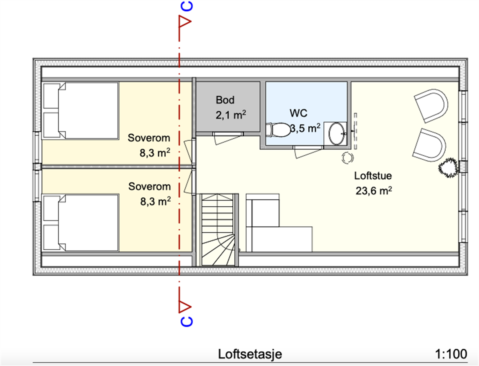 Plantegning loft Galleribilde