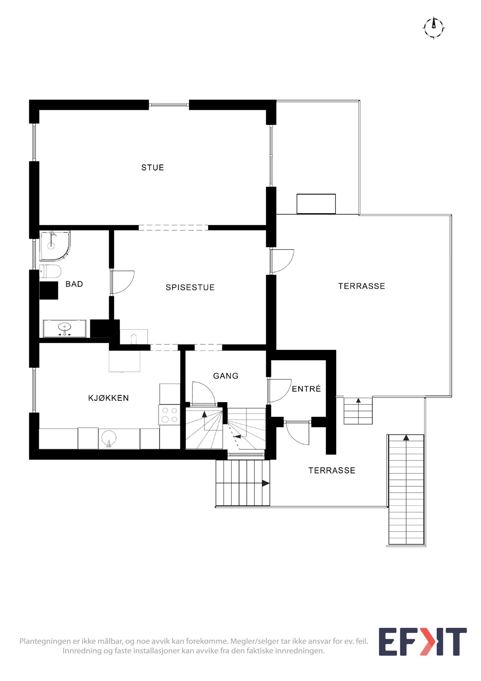 Plantegning 1. etasje (dagens bruk). Galleribilde