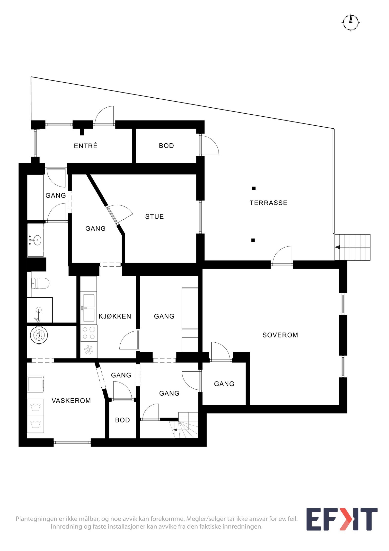 Plantegning underetasje (dagens bruk). Galleribilde