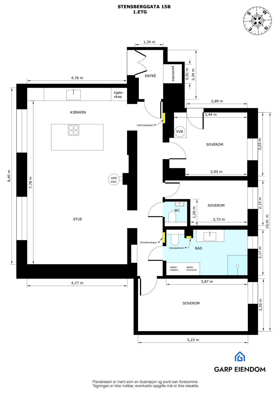 Perfekt og gjennomgående planløsning med stor, åpen stue/kjøkkenløsning, to bad og tre gode soverom vendt mot lukket bakgård. Galleribilde