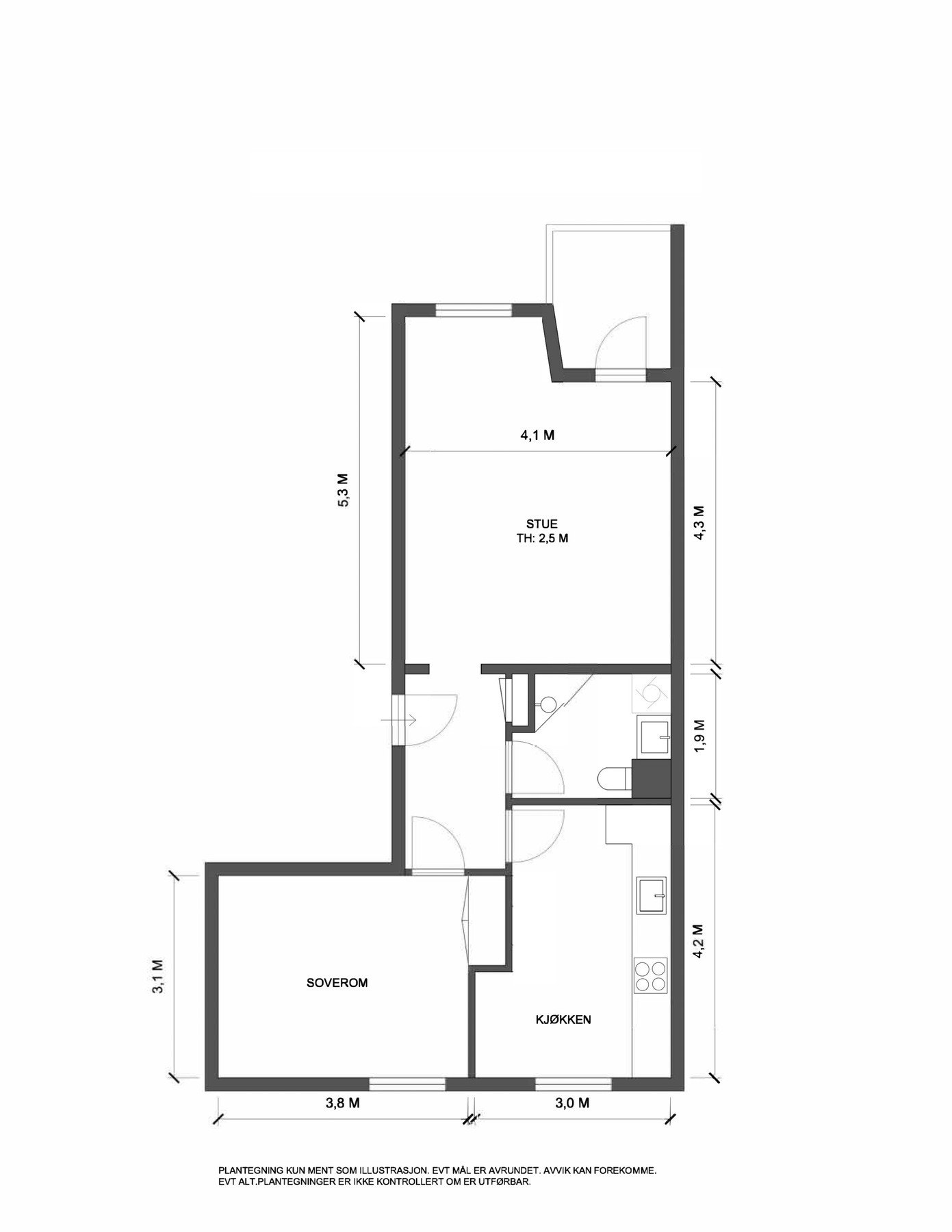 Målsatt plantegning. Galleribilde