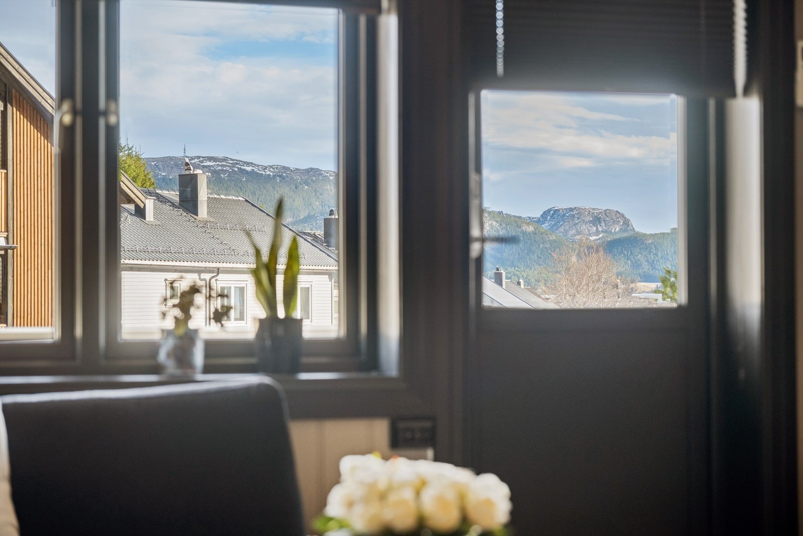Utgang fra stuen til overbygd veranda. Galleribilde
