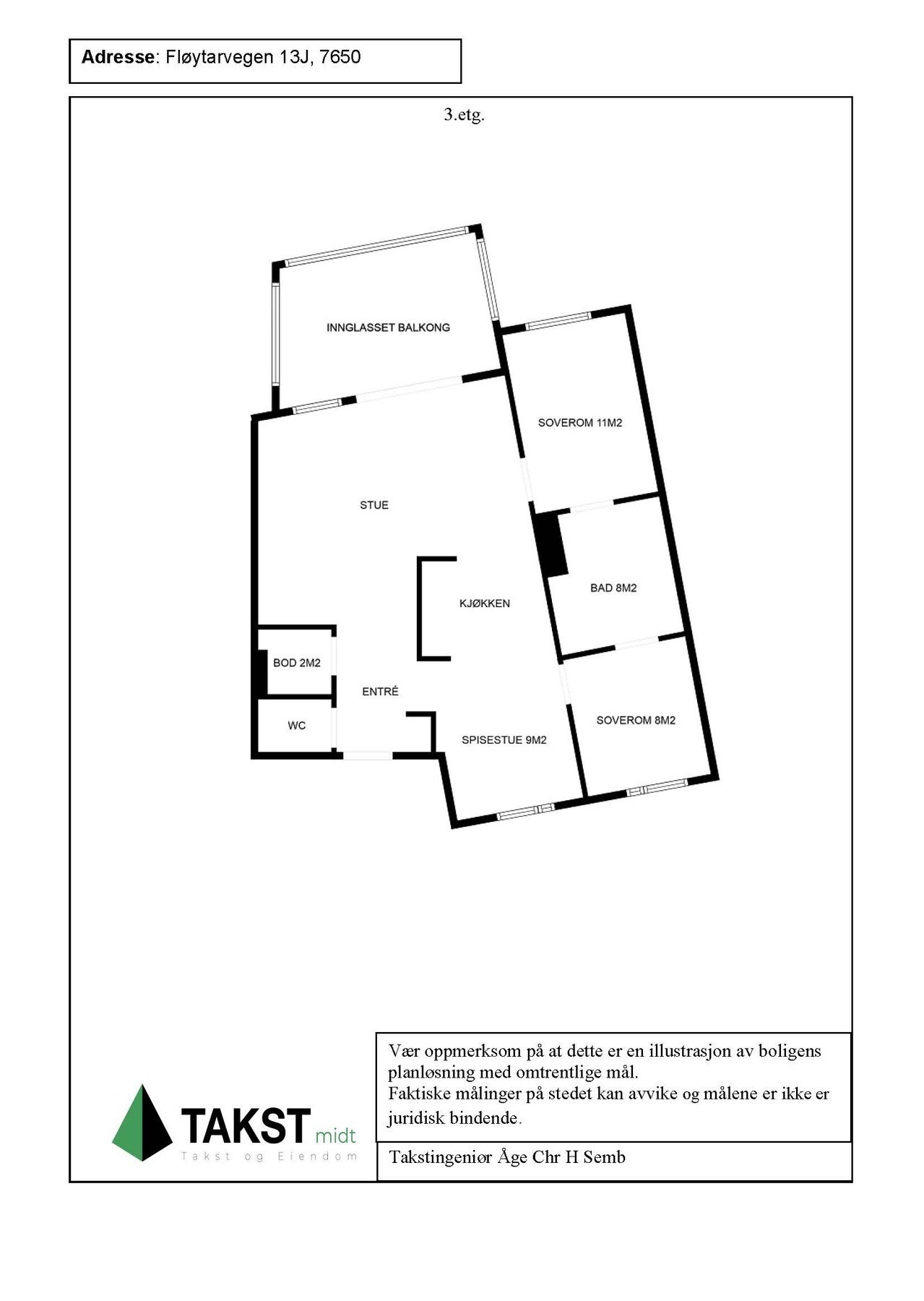 Planløsning på leiligheten. Galleribilde