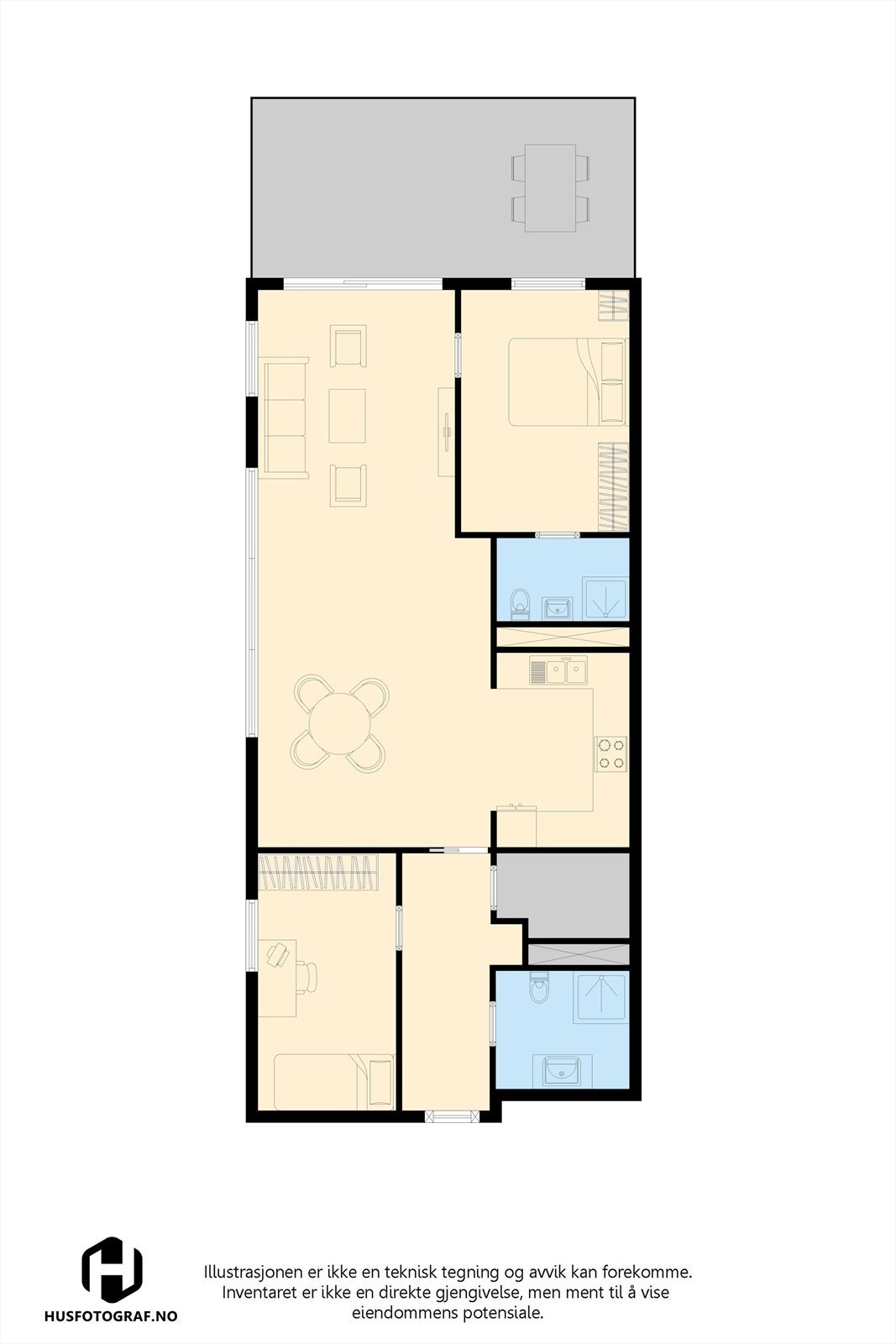 Leiligheten har en effektiv planløsning Galleribilde