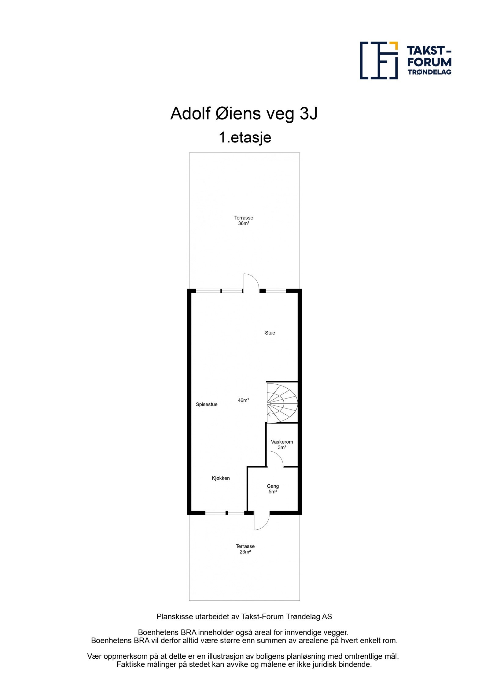 Planskisse med arealer fra takstmann, 1. etasje Galleribilde