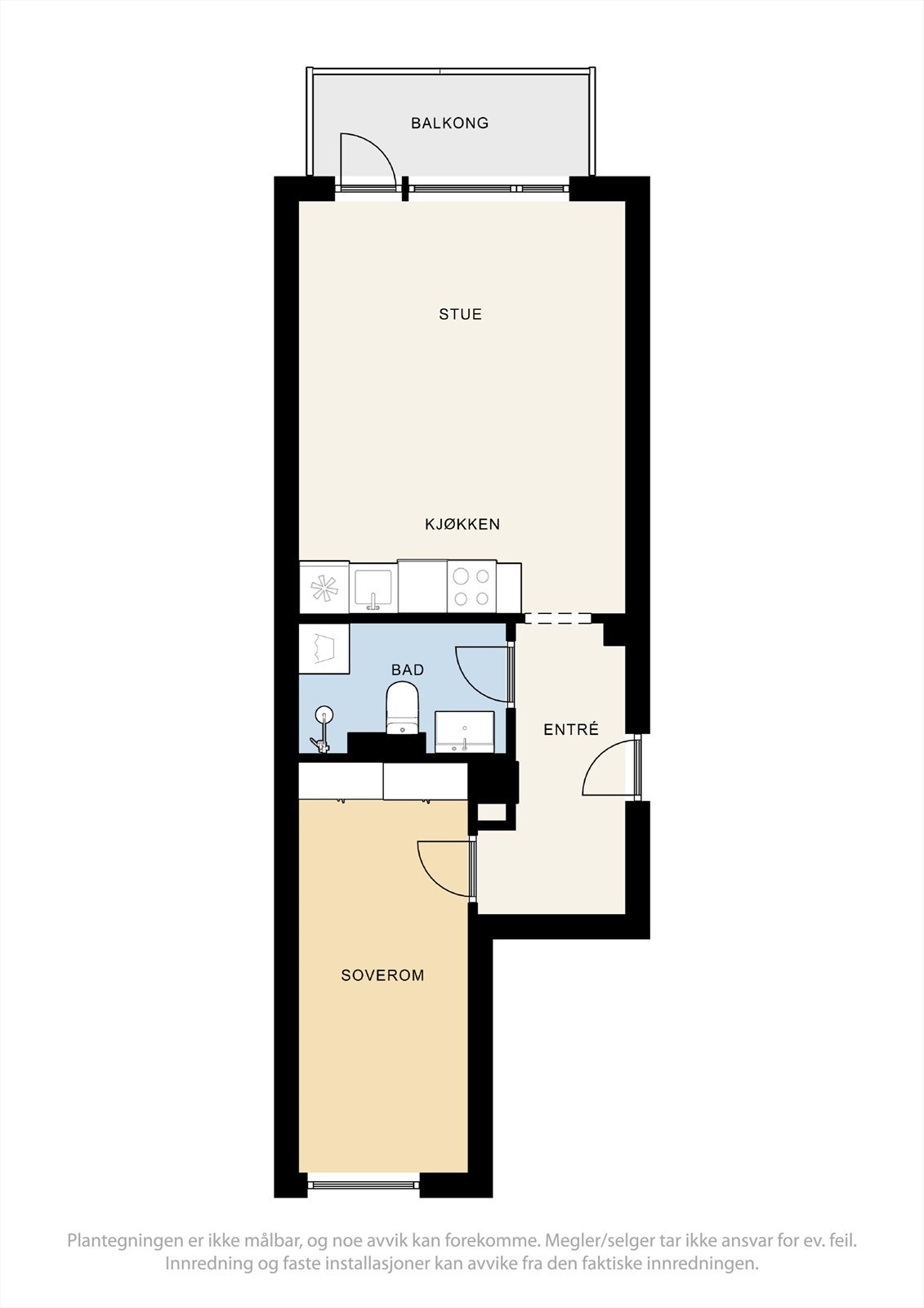 Gjennomgående planløsning med soverom inn mot bakgård Galleribilde