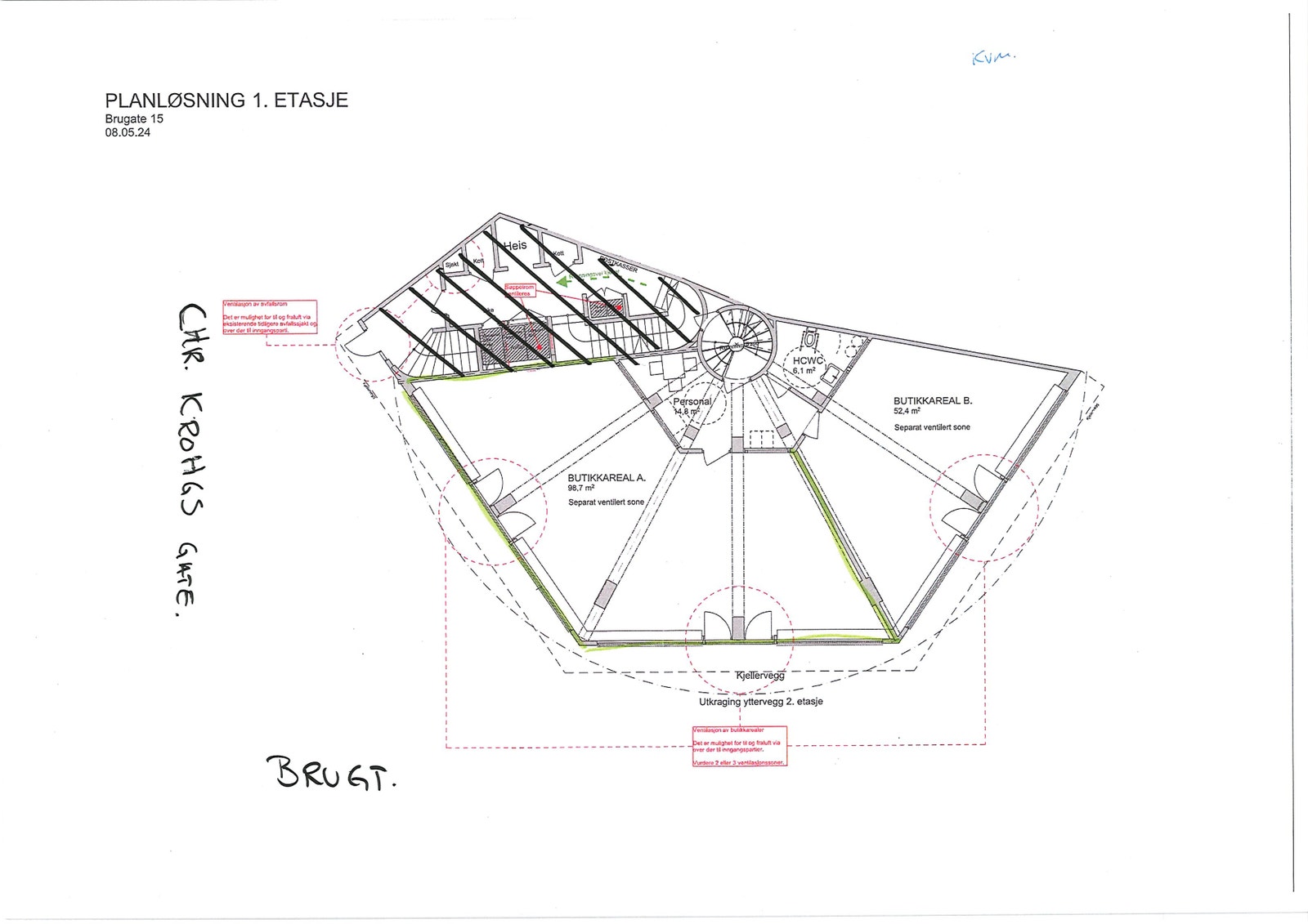 Skisse av lokaler på bakkeplan Galleribilde