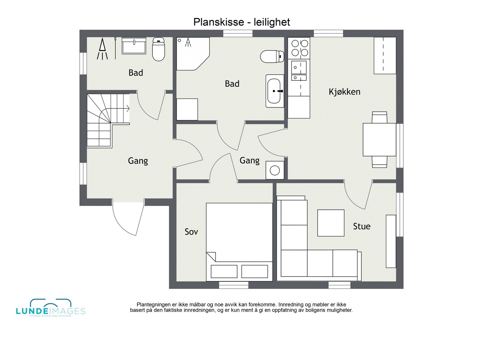 Plantegning av leilighet i 2.etg Galleribilde