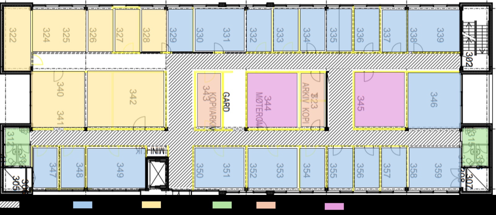 Plantegning i ledig lokaler. Vegger kan tilpasses leietakers behov. Galleribilde