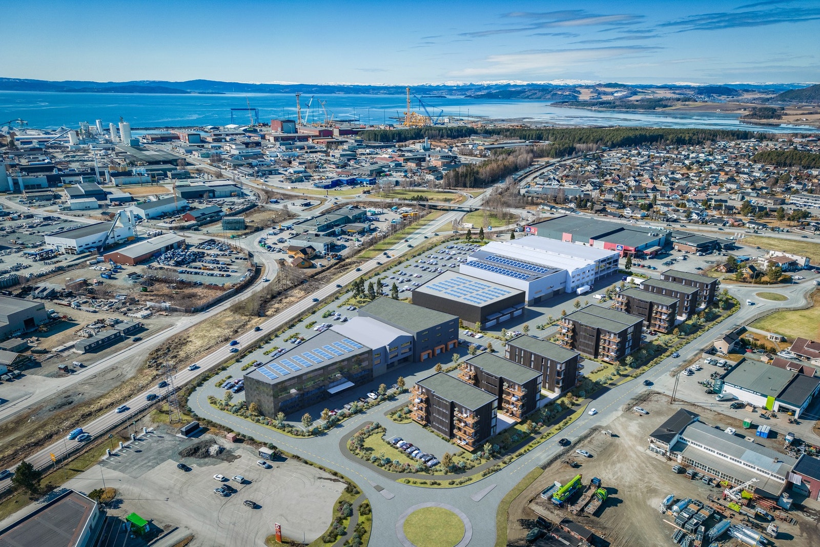 Dette er en illustrasjon, det foreligger ingen byggetillatelse på tomten. illustrasjonen viser utnyttelse av hele planområdet. Midt-Norsk Eiendom AS eier IKKE eiendommene Magnus Den Godes gate 17,19 og 21 som inngår i illustrasjonene. Galleribilde